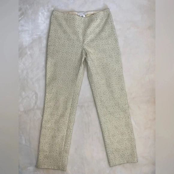 CELINE Women's Pants Gold Metallic Embossed High Waist Straight Leg Trouser 6 - Picture 3 of 16